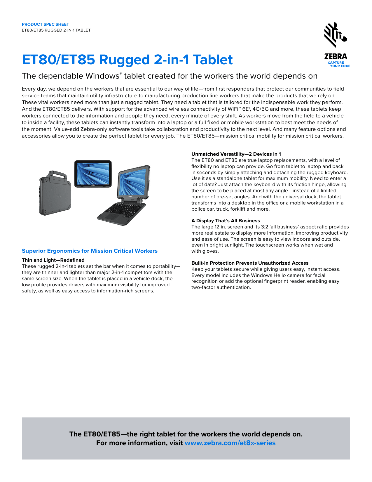 ET80/ET85 RUGGED 2-IN-1 TABLET
