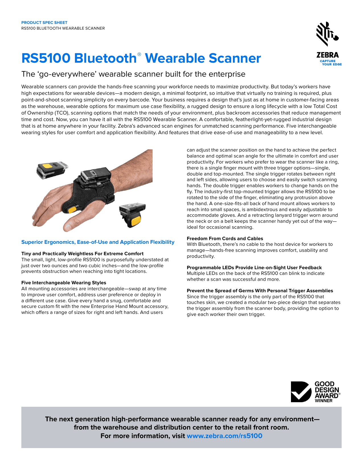 RS5100 BLUETOOTH WEARABLE SCANNER