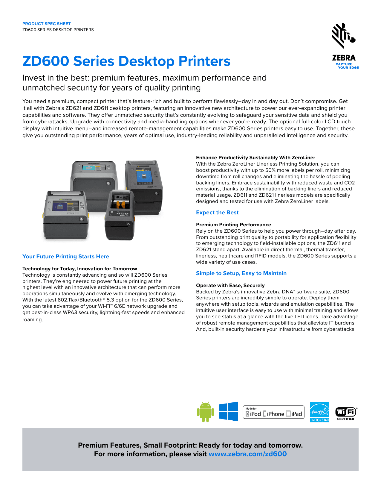 ZD600 SERIES DESKTOP PRINTERS