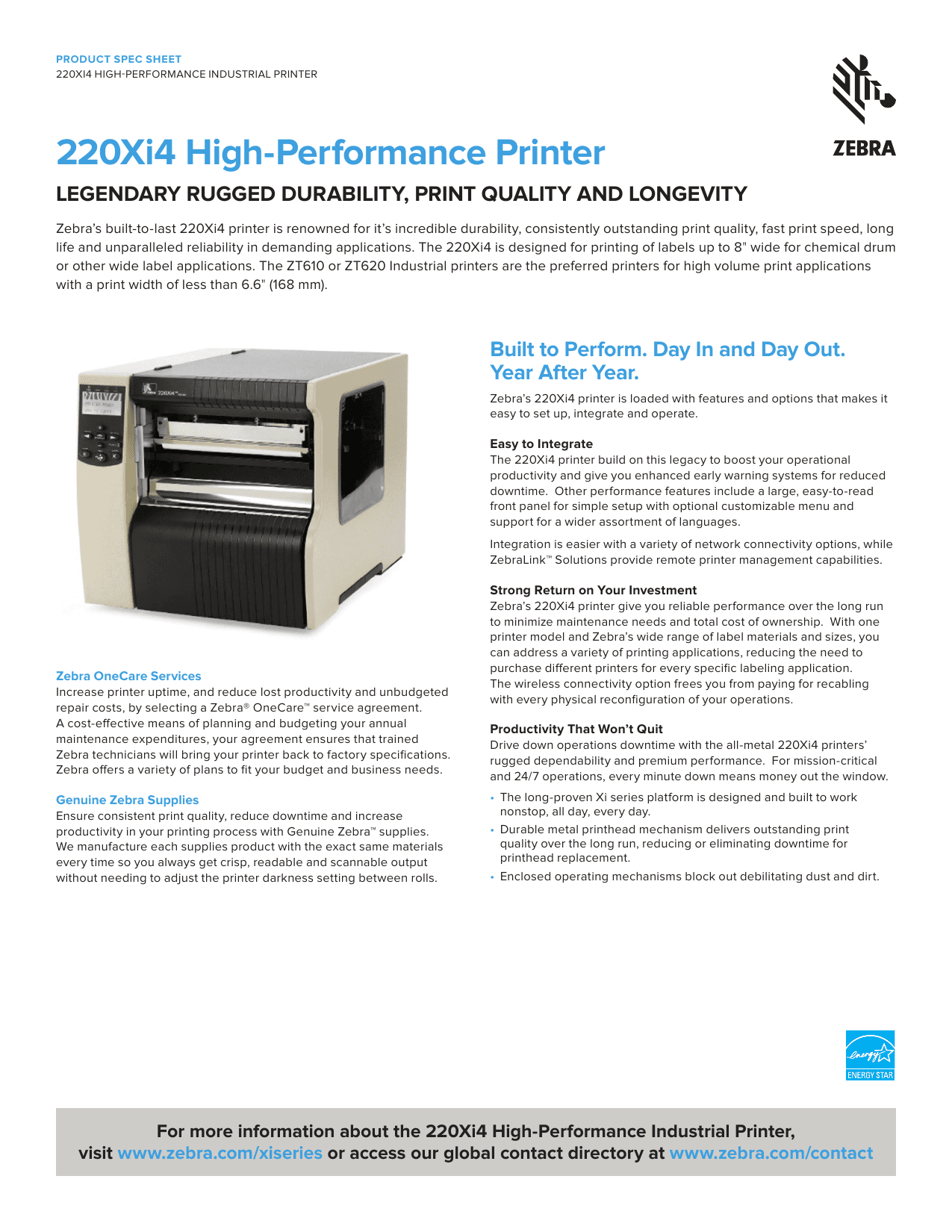 220XI4 HIGH-PERFORMANCE INDUSTRIAL PRINTER