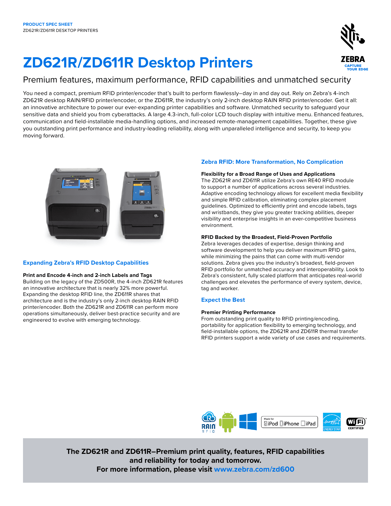 ZD621R/ZD611R DESKTOP PRINTERS